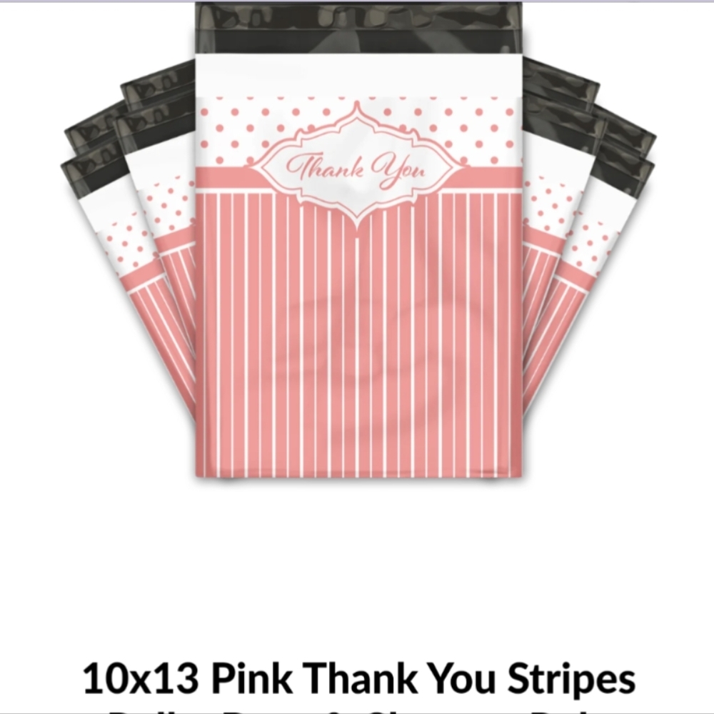 💖💖10X13 Polymailers Stripes with Thank you on it, 💖💖💖 , Pink, lovely 🌹
